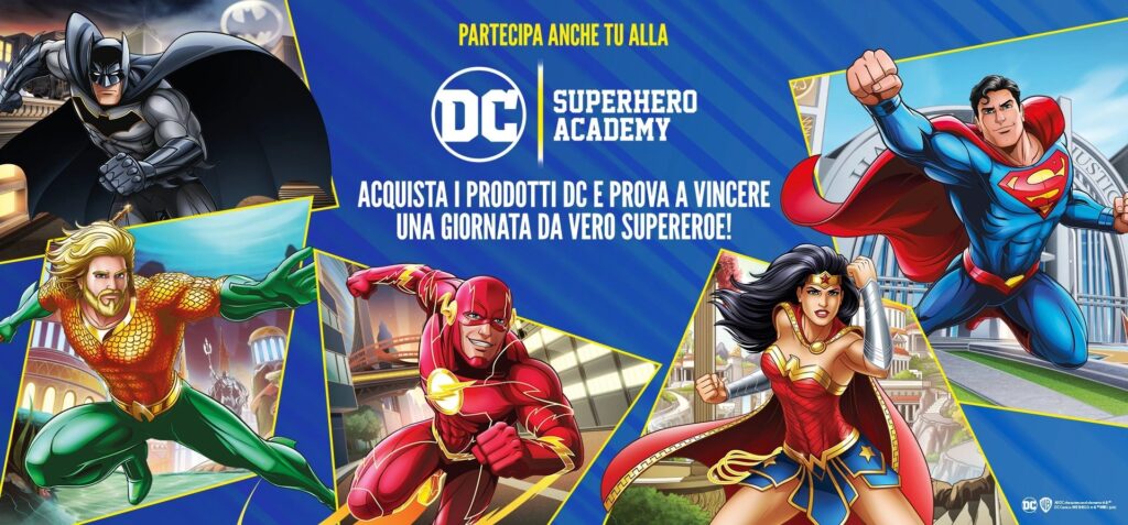 La locandina della DC superhero academy evento dedicato ai più giovani