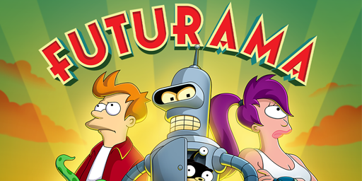 Da sinistra verso destra Fry, Bender e Leela, i personaggi di futurama, rinnovata per una dodicesima stagione